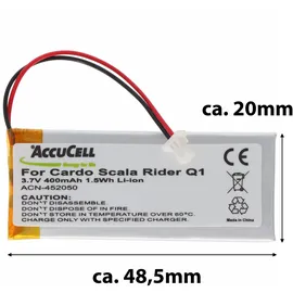 AccuCell Akku passend für den Cardo Rider Q1, Scala Rider Q1, Q3, Scala Rider Q3, FM, Solo Akku WW452050PL, WW452050PL_C, Cardo Louis Special Edition