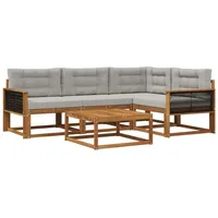 vidaXL Outdoor-Sofagarnitur 5-tlg. Natur/Hellgrau