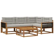 vidaXL Outdoor-Sofagarnitur 5-tlg. Natur/Hellgrau