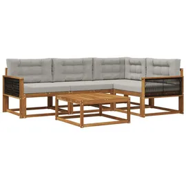 vidaXL Outdoor-Sofagarnitur 5-tlg. Natur/Hellgrau