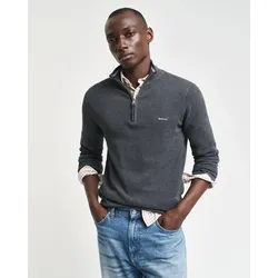 Troyer »COTTON PIQUE HALF ZIP«, mit Piqué-Struktur, Gr. 4XL, ANTRACIT MELANGE, , 13603916-4XL