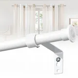 Gardinenstange, 71-165 cm, Set mit Halterungen aus Edelstahl mit 16 mm Durchmesser, Gardinenstangen im Landhausstil/Mattweiß
