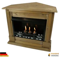 Gelkamin Ethanolkamin Kaminofen Eckkamin Apollo inkl. Zubehör Set - Eiche - Braun