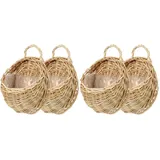 Cabilock 4 StüCk WandköRbe Aus Rattan, HäNgende PflanzköRbe FüR Zimmerpflanzen, Handgewebte BlumentöPfe FüR Wohnzimmer, Balkon, KüChe, Garten, 23x18x18cm