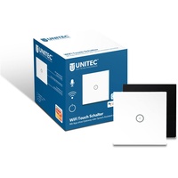 Unitec WiFi Touch Schalter, Steuerung über Smartphone, Tablet oder Sprachassistent, Touch-Funktion, Memory-Funktion, integrierte Beleuchtung, schwarz