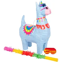 Fax Potato 3pc Lama Pinata-Set mit Mehrfarbiger Stock & Augenbinde - Mexikanisch Kinder Mädchen Jungen Geburtstagsfeier Partys Spiele Dekorationsset