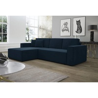 Fun Möbel Ecksofa Schlafsofa Sofa CONOR Stoff Kronos Dunkelblau
