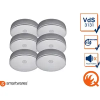 Smartwares 6er SET Rauchmelder 10 Jahres Batterie, VdS -Q-Siegel,