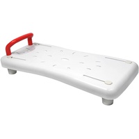 VA-Cerulean Badewannenbrett, Weiß Badewannensitz mit Rot Griff, Kunststoff Sitzbrett für Senioren Behinderte Schwangere, belastbar bis 150 kg(Typ A)