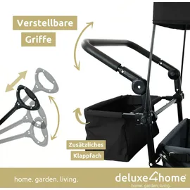 deluxe4home Bollerwagen mit Dach faltbar schwarz/grau