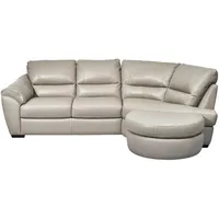 Livetastic Ecksofa, Greige, Holz, Kombination Echtleder/Lederlook, 4-Sitzer, Ottomane rechts, L-Form, 273x194 cm, Made in EU, Lederauswahl, seitenverkehrt erhältlich, Hocker erhältlich, Wohnzimmer, Sofas & Couches, Wohnlandschaften, Ecksofas