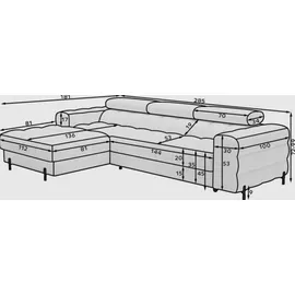 moeblo Polsterecke, Eckcouch Wohnlandschaft Sofa mit Ottomane Eckgarnitur - Ecksofa Neviro R - Grau (Aura 04) - Grau