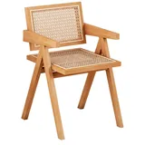 ZFG Holz Rattan Rückenlehne Stuhl Haushalt Rattan Stuhl Hotel B & B Balkon Casual Rattan Stuhl Mit Armlehne Komfortable Unterstützung L50×B53×H81cm (Größe : A)