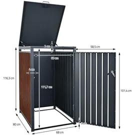 ML-Design Mülltonnenbox 3Er 3 Tonnen 240L 200x80x116,3cm Anthrazit-Rostoptik
