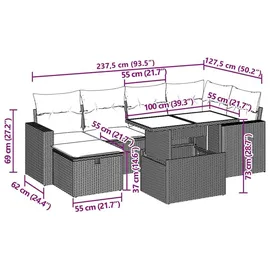 vidaXL Gartensofa-Set 7-tlg. grau