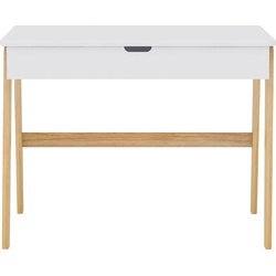 Schreibtisch INOSIGN "Delea", weiß (weiß, natur, natur, weiß), B:100cm H:77cm T:65cm, Tische
