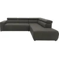 DOMO collection Ecksofa »Brandon L-Form, auch in Leder«, inklusive Kopfteilverstellung, wahlweise mit Sitztiefenverstellung, grau