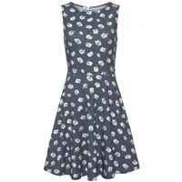 Beachtime Strandkleid Grau/Blau Blumendruck 46