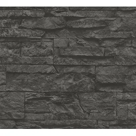 A.S. Création Steintapete 32 cm x 10 m grau/schwarz 707123