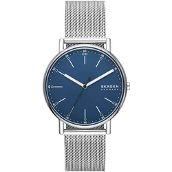 Quarzuhr SKAGEN "SIGNATUR", silber (silberfarben), Armbanduhren, Damen, Armbanduhr, Herrenuhr, analog, Edelstahlarmband