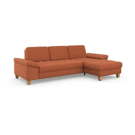 sit&more Ecksofa »Westham L-Form«, mit Recamiere, mit oder ohne Bettfunktion, Bettkasten, Füße Eiche orange