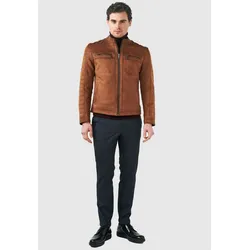 Outdoorjacke PIERRE CARDIN, Herren, Gr. XL, braun, 100% Polyurethan, unifarben, casual, normal, Jacken, im angesagten Biker-Stil