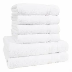 Handtuch Set HAMMETEX "6-teiliges Handtuch Set, 100% Baumwolle, Weich & Saugstark", weiß, 6 tlg., Frottier, Obermaterial: 100% Baumwolle, Handtuch-Sets, mit Bordüre, einfarbig, weich