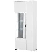 Furn.design Vitrine, Weiß, Metall, Nachbildung, 8 Fächer, eckig, 75x180x38