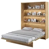 Schrankbett Bed Concept, Wandklappbett mit Lattenrost, V-Bett, Wandbett Bettschrank Schrank mit integriertem Klappbett Funktionsbett (BC-12, 160 x 200 cm, Artisan Eiche, Vertical)