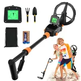 kooeuru Metalldetektor Kinder, Leichter Metalldetektor mit LCD-Display und Ton, Hochempfindlicher Metalldetektor mit wasserdichter Suchspule, für Kinder