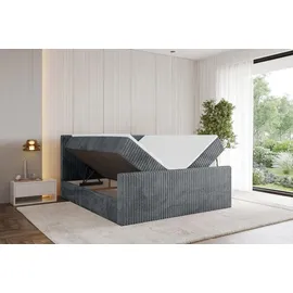altdecor Boxbett, mit Matratze H3 und Lattenrost - TOLO-Z - 160x200 Cord - Dunkelgrau