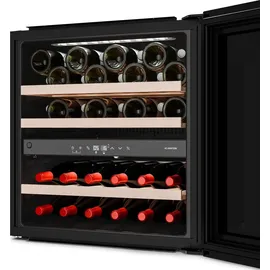 Klarstein Velaire Weinkühlschrank 2 Zonen - 36 Flaschen, Einbau, 5-22°C, Touch, LED, UV-Schutz, Holzregale, 41 dB, Weinklimaschrank 2 Zonen