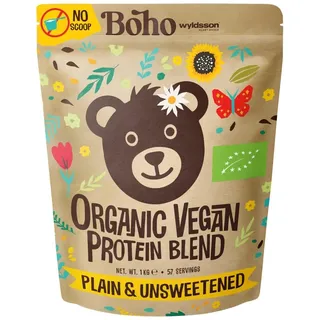 Boho Bio Veganes Proteinpulver (1kg - ohne Dosierlöffel) - ohne Süßungsmittel, ohne Aromen, ohne Gluten, Laktosefrei, Mehrkomponenten Vegan Protein