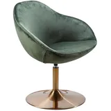 KADIMA DESIGN Loungesessel SIRAN Samt 70 x 79 x 70 cm Grün/Gold mit Rollen