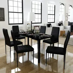 vidaXL 7tlg. Esstisch Set Schwarz