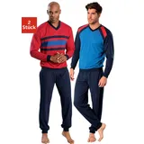 LE JOGGER le jogger® Pyjama, (Packung, 4 tlg., 2 Stück), in langer Form le jogger® rot-marine, blau-marine