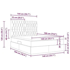 vidaXL Bett mit Stauraum und LED mit LED Dunkelgrau 140 x 190 cm Samt