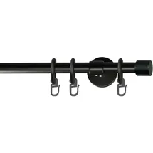 GARESA Gardinenstange Rustika schwarz, L:120cm Ø:16mm, Metall, Gardinenstangen, rustikale Vorhanggarnitur, verlängerbar, m. Ringe, Endkappe