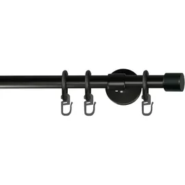 GARESA Gardinenstange Rustika schwarz, L:120cm Ø:16mm, Metall, Gardinenstangen, rustikale Vorhanggarnitur, verlängerbar, m. Ringe, Endkappe