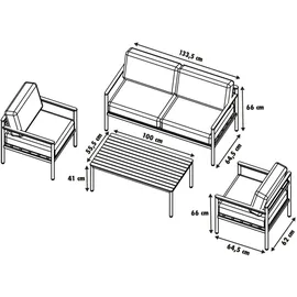 Primaster Gartenmöbel-Set Positano Holz/Aluminium