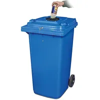 BRB-Lagertechnik 240 Liter Müllbehälter blau, Flascheneinwurf mit Gummirosette, abschließbar