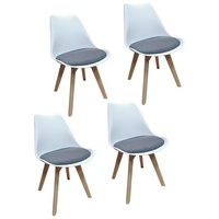HTI-Living Esszimmerstuhl Stuhl Atlanta Webstoff 4er-Set (Set, 4 St), Esszimmerstuhl Kunststoffschale Webstoffbezug Holzfüße grau|weiß