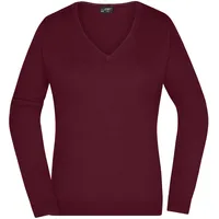 James & Nicholson Damen V-Pullover - rot, - Größe