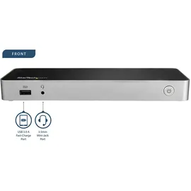 Startech Dual Monitor USB C Dock - Pd USB-C 4 Ports), Dockingstation / USB Hub, Schwarz, Silber