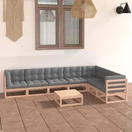 vidaXL 8-tlg. Garten-Lounge-Set mit Kissen grau