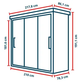 gfp garten- & freizeitprofi Gartenschrank 2,10 x 0,78 m Anthrazit