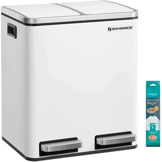Songmics Mülleimer 2 x 15 l Weiß