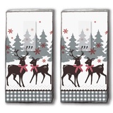 20 Taschentücher (2x 10) Taschentücher Reizende Hirsche/Reh / Winter/Weihnachten