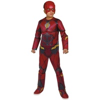 Rubie ́s Kostüm Justice League Flash, Superhelden-Anzug mit geplosterten Arm- und Beinstulpen rot 140
