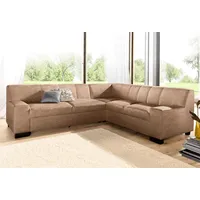 Ecksofa DOMO COLLECTION "Norma L-Form" Sofas Gr. B/H/T: 247cm x 74cm x 212cm, Microfaser PRIMABELLE, langer Schenkel links, ohne Bettfunktion, braun (café) wahlweise mit Bettfunktion